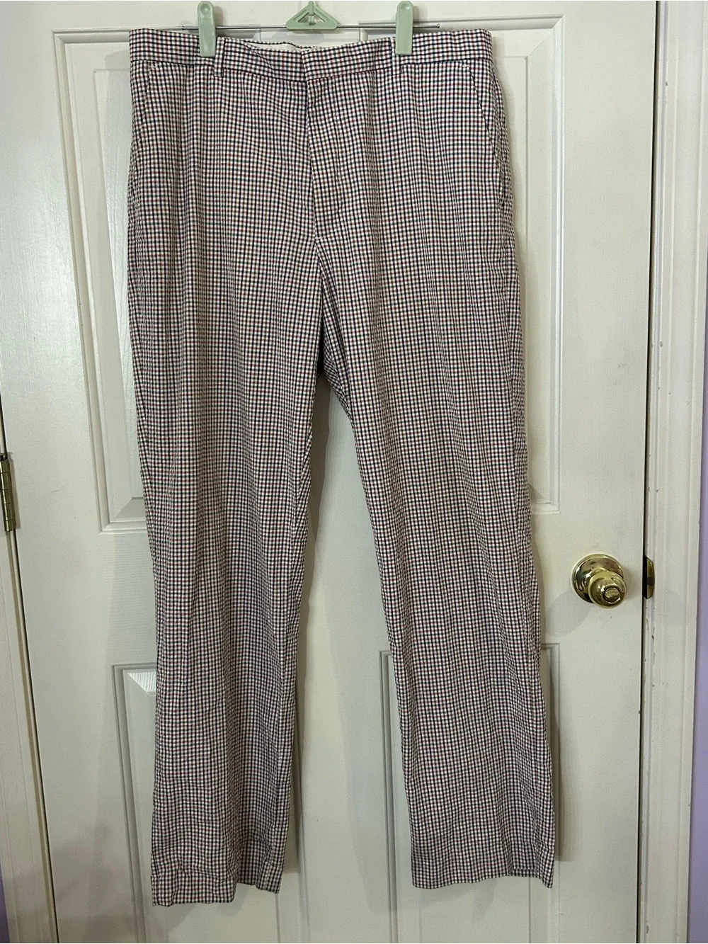 J. Crew Seersucker Gingham Check Pants Mens 34x32 Multicolor Cotton Straight Leg